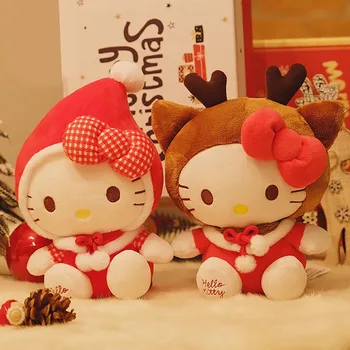 Kalėdų Briedžių Hello Kitty Pliušinis Lėlės Žaislų, Animacinių filmų Cute Kačių Pliušiniai Žaislai, Minkšti Kimštiniai Namų Dekoro Vaikams Mergina Kalėdų Dovanos